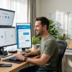 Solopreneur du futur qui utlise l'automatisation pour l'aider dans son quotidien.