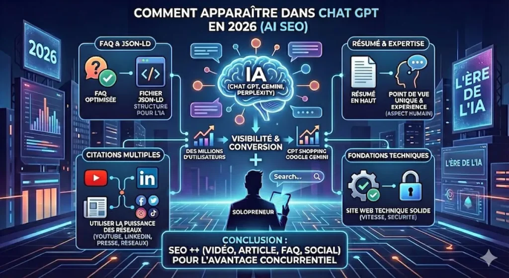 Schéma qui montre comment apparaître dans les ia et chat gpt