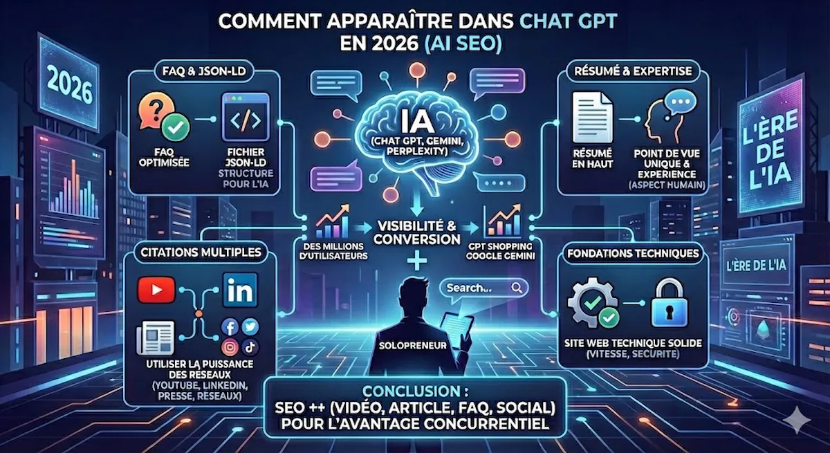 Schéma qui montre comment apparaître dans les ia et chat gpt